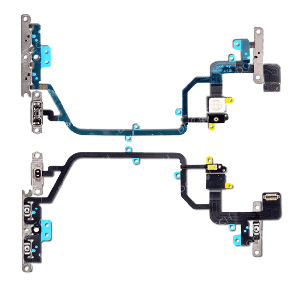 Nappe de connexion interne pour iPhone XR incluant les boutons d'alimentation, de volume et le commutateur de vibreur.